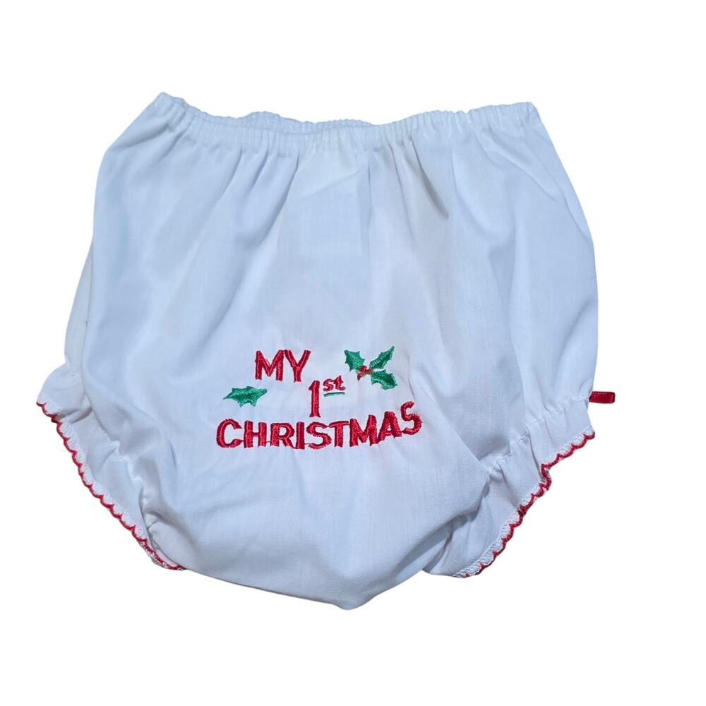 VINTAGE‎ ALEXIS MY 1ST CHRISTMAS EMBROIDERED DIAPER COVER NWOT
